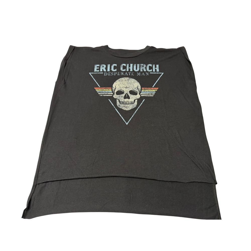 Eric Church Desperate Man Graphic Tank Top Black High Low Muscle Tee Small